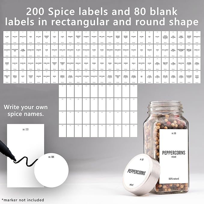 Deco haus Glass Spice Jars with Label 36x4oz [WHITE LABELS incl] Spice Containers with Labels, Shaker Lids & Funnel - Empty Herb Seasoning Containers, Small Seasoning Bottles for Herb with Lid