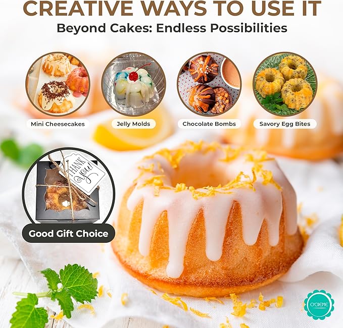 O’Creme Bakeable Plastic Mini Cake Pan & Jello Mold – Non-Stick Silicone Baking Pan – Reusable Mold For Baking, Desserts and More – 25 QTY Pack