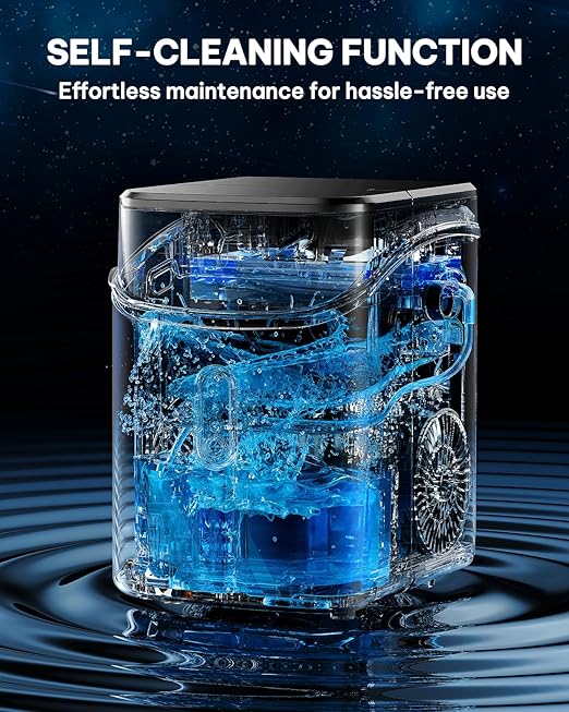 Silonn Nugget Ice Maker Countertop, Pebble Ice Makers with Crushed Soft Chewable Ice, 33lbs Per Day with Scoop, Pellet Portable Ice Machines with Auto-Cleaning for Home, Kitchen, Office, Black