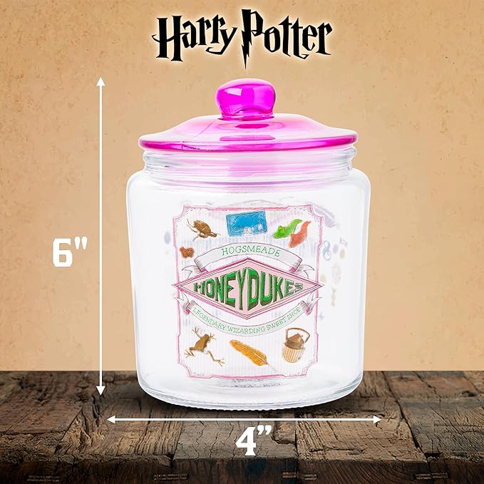 Silver Buffalo Harry Potter Hogsmeade Honeydukes Treats Glass Cookie Snack Candy Jar With Lid (Small)