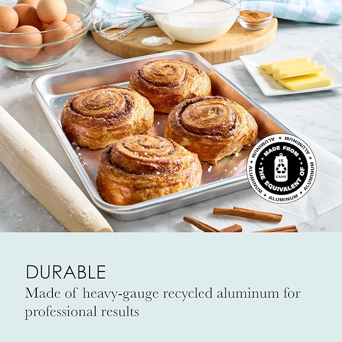 Chigcago Metallic Recyled Aluminum Small 9x13 Baking Sheet, Made With Recylced Aluminum, Perfect For Everyday Baking And Roasting Use