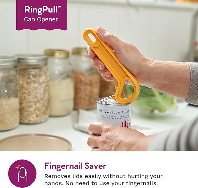 Ring Pull & Pop Top Can Opener (Teal) Easy Open Any Pull Tab Cans for Seniors, Soda, Pet Food, Cat Cans, Beer, Parkinsons Aids for living Gifts, Gadgets for People with Arthritis, kitchen gadgets.