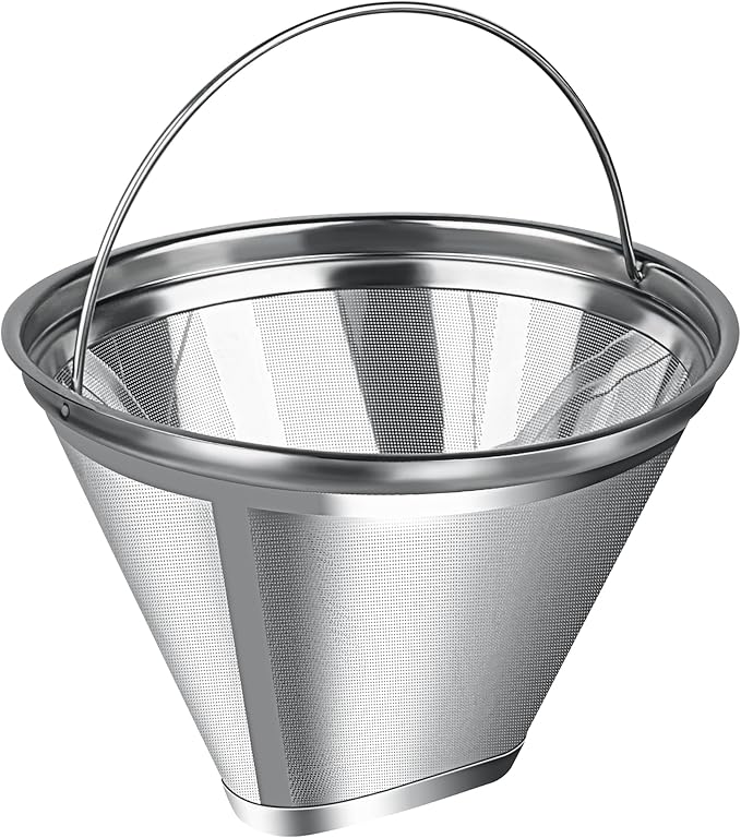 Coffee Filter Compatible with Cuisinart, Stainless Steel Coffee Filter Replacement for Cuisinart DCC 1200P1 3200NAS 3400NAS Coffee Machines - Coffee Maker Parts Reusable Coffee Filters # 4