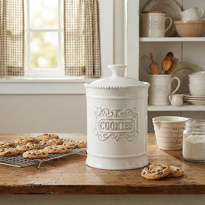 Ceramic Cookie Jar With Lid Cookies Canister Vintage Cookie Jar Cookie Jars For Kitchen Counter Decorative