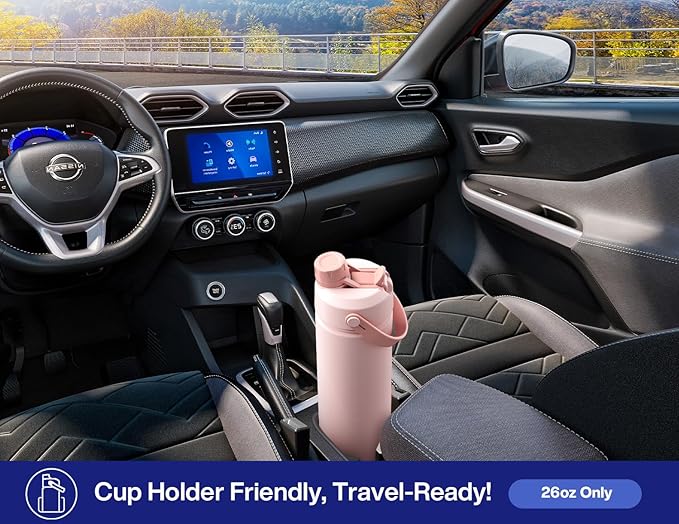 POWCAN 26 oz Insulated Water Bottle with 2-in-1 Straw and Spout Lid, Keep Cold 24H, Leak-Proof, Fits in Car Cup Holder, Stainless Steel Water Bottle for Gift, Gym, Travel and Home (Indigo Porcelain)