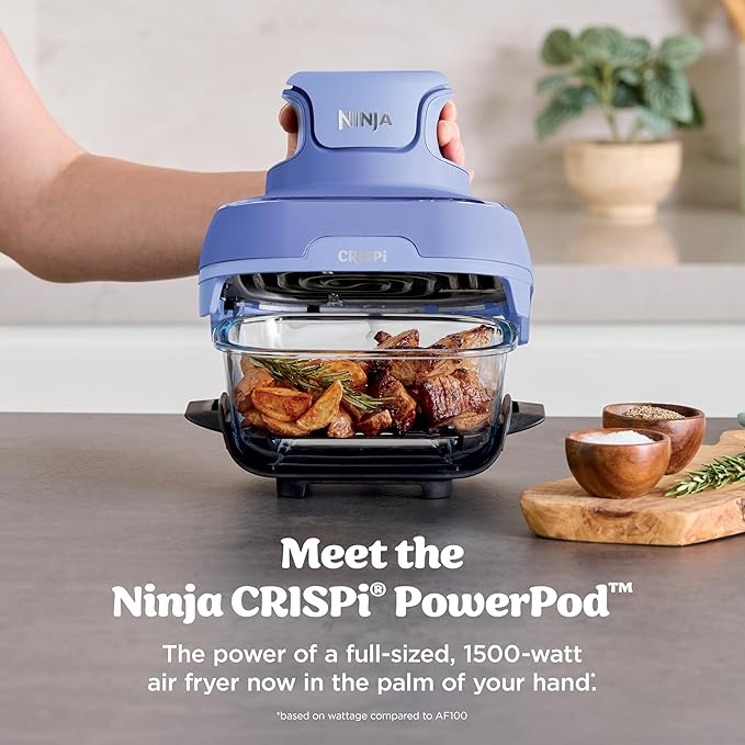 Ninja Crispi 4-in-1 Glass Air Fryer | 450°F | Non-Toxic | 4QT & 6-Cup Glass Containers w/Lids | Microwave, Freezer, Dishwasher Safe | Max Crisp, Air Fry, Bake, Recrisp | Frosted Lilac | FN101PR