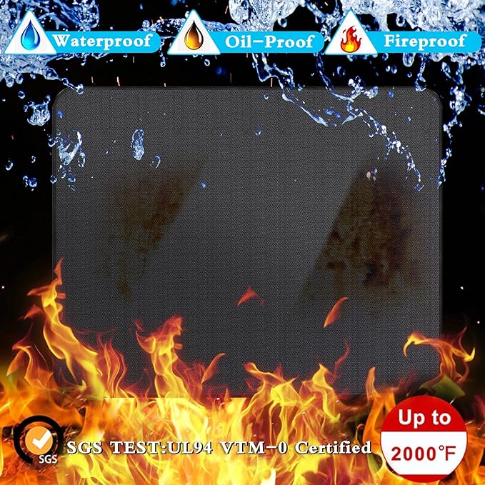 UBeesize Thickened 48x36 inches Under Grill Mat for Outdoor Grill,Double-Sided Fireproof Grill Pad for Fire Pit,Indoor Fireplace Mat Fire Pit Mat,Oil-Proof Waterproof BBQ Protector for Deck and Patio