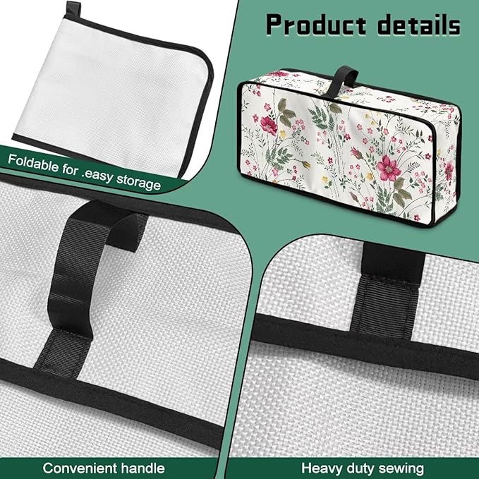 Fresh Floral Toaster Cover 2 Slice Long Slot Slim Toaster Dust Cover, Easy to Fold and Carry, Heat-Resistant Dustproof Protective Covers for Small Appliance