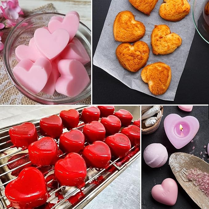 (2 Pack) 6 Holes Heart Shaped Silicone Mold For Chocolate Cake - Heart Silicone Mold for Making Jelly Pudding Handmade Soap Mould Candy Making