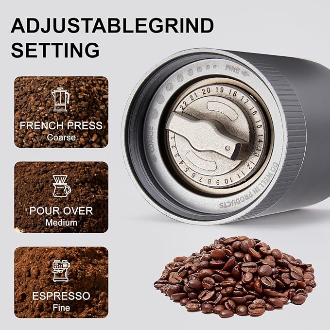 Novaɑ Manual Coffee Grinder,CNC Stainless Steel Hexagonal-star Conical Burr Coffee Grinder,Internal Adjustable Setting,Positioning,Lightweight Grinder Setting For Camping/Travel/Home
