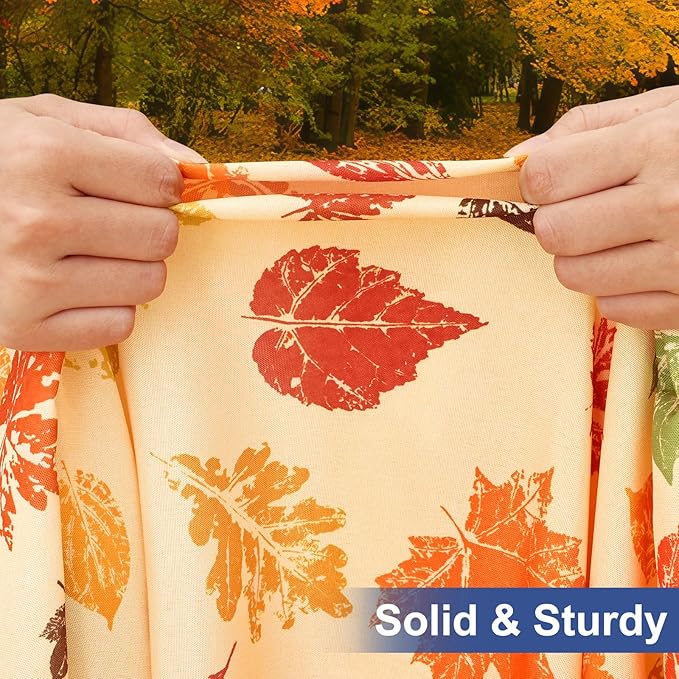homing Rectangle Table Cloth Cover, Waterproof Polyester Elastic Fitted Tablecloth, Fits for 6 Foot Folding Tables, Washable Table Protector for Fall, Thanksgiving (Colored Leaves, 30" x 72")