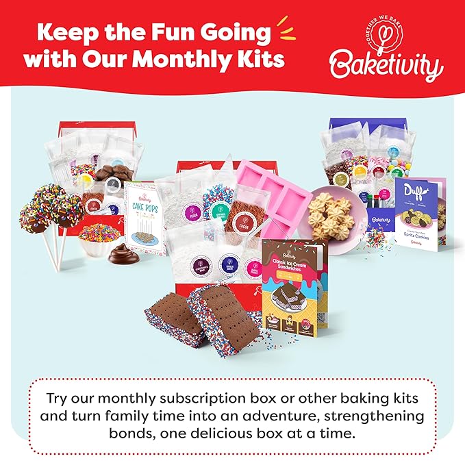 Baketivity Classic Ice Cream Sandwiches Kids Baking Kit - Cooking Kit for Kids with Premeasured Ingredients STEM Recipe Book and Lessons - Great Gift for Girls and Boys Ages 6-12