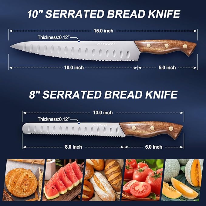 10"/8"Bread Knife set -Multifunction Serrated Knife Razor Sharp Slicer bread knife for homemade bread For Bread, Bagels, Cake, Baking, Efficient cutting Gifts Mother Fathers
