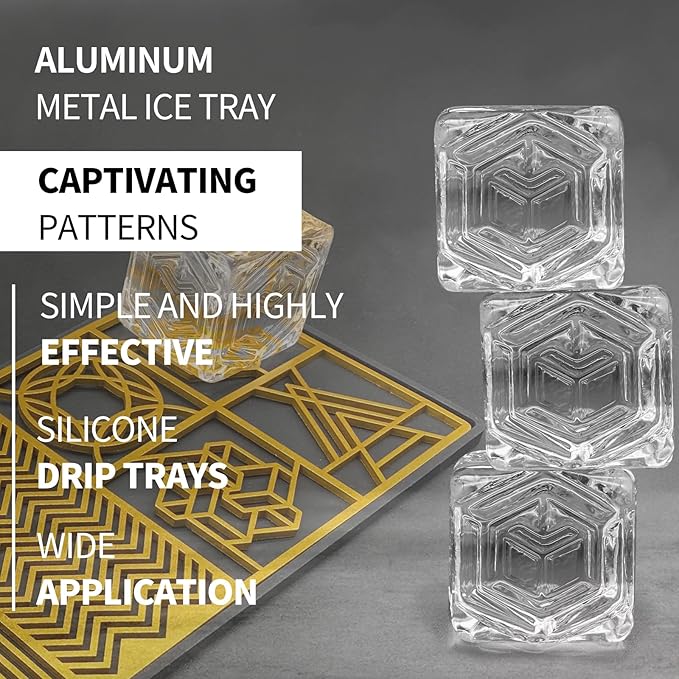Ice Cube Maker - Modern Clear Ice Tray with Stamps for Cocktails & Bourbon - 5 Seconds per Side