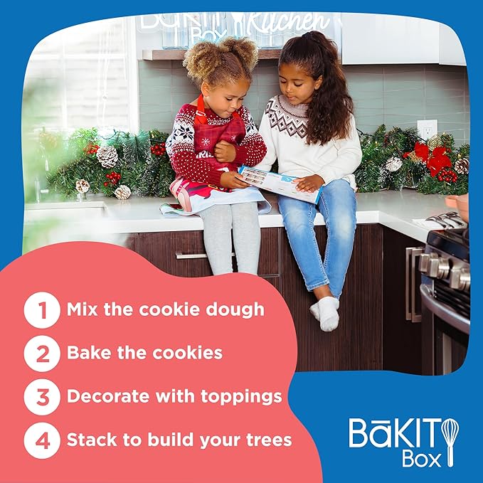 BāKIT Box Holiday Peppermint Trees Kit for Kids | DIY Christmas Cookie Decorating Kit | Fun Gingerbread House Alternative, Great Gift for Boys and Girls