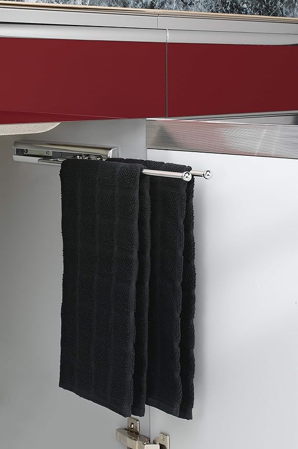 Rev-A-Shelf Under Sink Cabinet Kitchen Bathroom Prong Pullout Extendable 2 Prong Standard Size Towel Bar Organizer, Chrome, 563-51-C