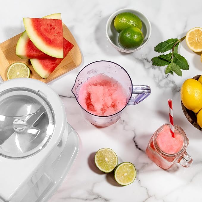 Nostalgia Retro 40-Ounce Frozen Beverage Station - Slushie Machine and Ice Shaver with Automatic Mixing for Soda, Cocktails and Margaritas - Easy & Safe Use - White