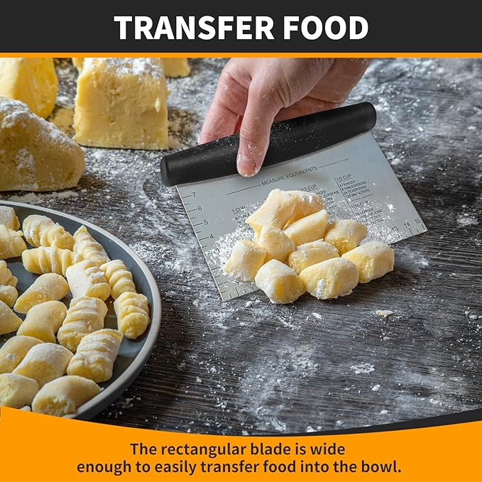 ALLTOP Bench Scraper & Chopper - Baking Essentials,Stainless Steel Blade Knife,Ideal Kitchen Tool for Home Baking and Meal Prep, Bread Making, Pasta,Pastry,Dough and Cake - Set of 2 Pack