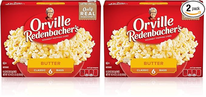 Orville Redenbacher's Butter Popcorn, 3.29 Ounce Classic Bag, 6-Count (Pack of 2)