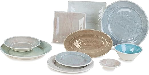 Carlisle FoodService Products Grove Reusable Plastic Plate Salad Plate with Rim for Home and Restaurant, Melamine, 9 Inches, Aqua, (Pack of 12)