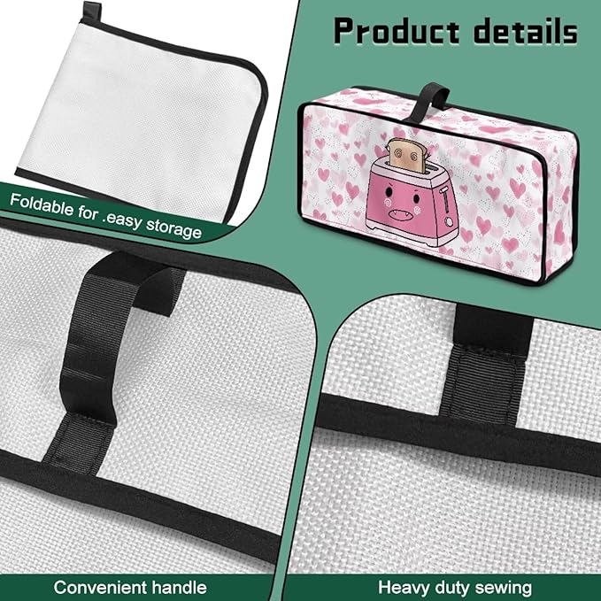 Toaster Cover 2 Slice Bread Fabric Heat-Resistant 2 Slice Slim Toaster Cover, Easy to Fold and Store Dustproof Protective Covers for Small Appliances