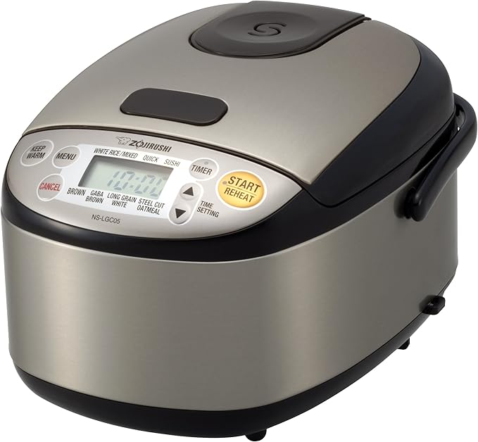 Zojirushi NP-NWC10XB 5.5-Cup Pressure Induction Heating Rice Cooker and Warmer (Stainless Black) & NS-LGC05XB Micom Rice Cooker & Warmer, 3-Cups (uncooked), Stainless Black