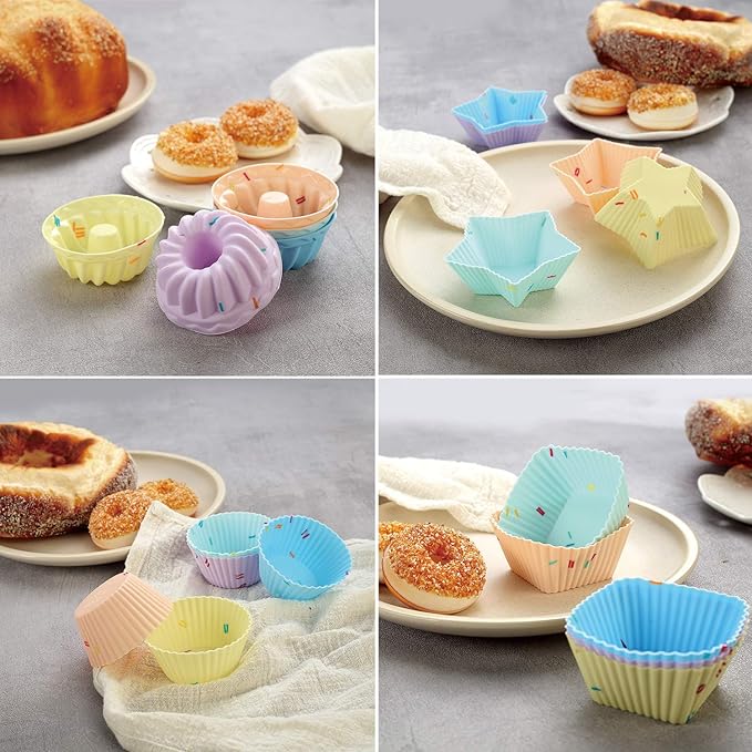 46PCS Silicone Bakeware Set Cake Molds Set For Baking, Including Baking Pan, Cake Mold, Cake Pan, Toast Mold, Muffin Pan, Donut Pan, And Cupcake Mold Silicone Baking Cups Set