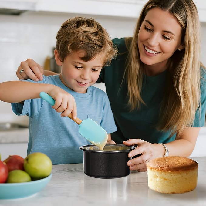 AWTBDP 4-Inch & 6-Inch Cake Pan Set, Set of 2, Round Baking Pan, Carbon Steel Birthday Wedding Metal Layer Cake Pans, Non Toxic Coating, Straight Side, Easy Clean Easy Release, 2 Inch Deep