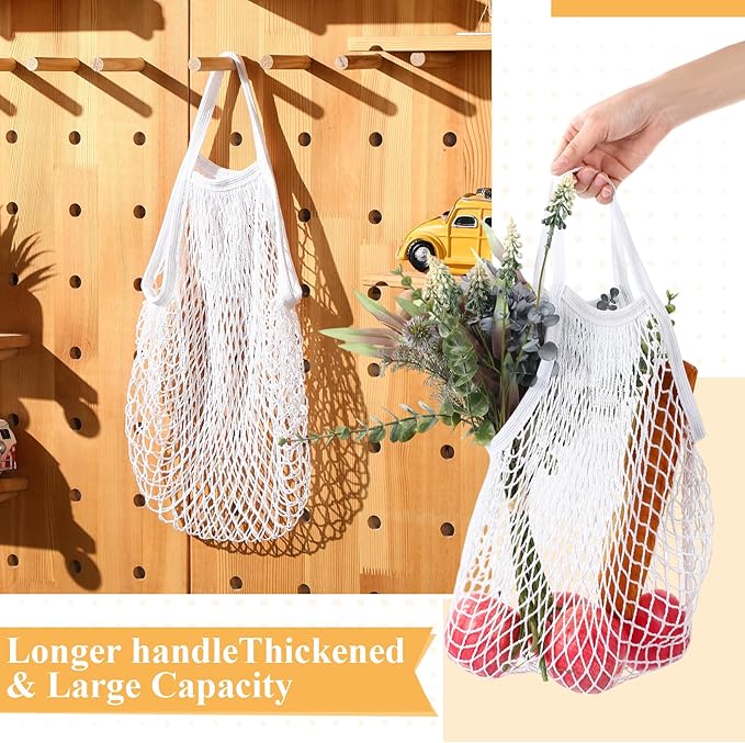 Shappy 12 Pack Reusable Mesh Grocery Bags Large Crochet Market Bag Cotton Kitchen Tote for Fruit Vegetable Storage