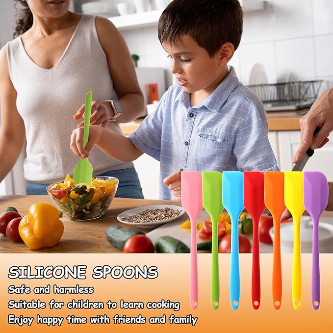 28 Pcs Mini Silicone Spatulas Bulk 8.3 Inch Small Rubber Spatula Non-stick Spatulas Set Flexible Heat Resistant Scrapers for Kitchen Cooking Baking Mixing