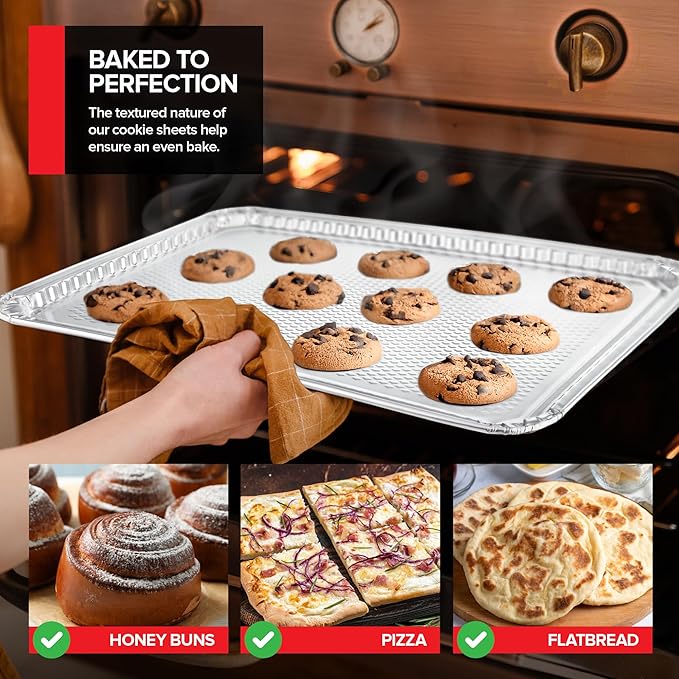Stock Your Home Aluminum Pans Cookie Sheet Baking Pans (30 Pack) Disposable Foil Trays - Reusable and Durable Nonstick Baking Sheets – Cookie Sheet Pans