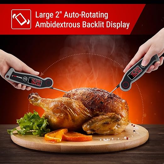ThermoPro TP19 Waterproof Digital Meat Thermometer for Grilling with Ambidextrous Backlit & Thermocouple Instant Read Kitchen Cooking Food Thermometer for Candy Water Oil BBQ Grill Smoker