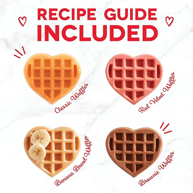 Dash Multi Mini Heart Waffle Maker - Waffle Maker for Family Breakfasts - Dual Nonstick Heating Plates & Easy-Release Surface - Compact & Fast-Heating - Red Heart