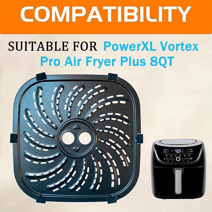 8QT Air Fryer Replacement Parts Tray for PowerXL Vortex Pro Air Fryer Plus, Upgraded Double Layer Non-stick Coating Grill Pan Crisper Plate Grate Grid for 8QT PowerXL, Dishwasher Safe
