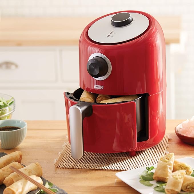 Dash Compact Air Fryer - Healthy Cooking with Auto Shut-Off Feature, Adjustable Temperature Control & Nonstick Fry Basket - Has AirCrisp® Technology - 2 Quart - Red