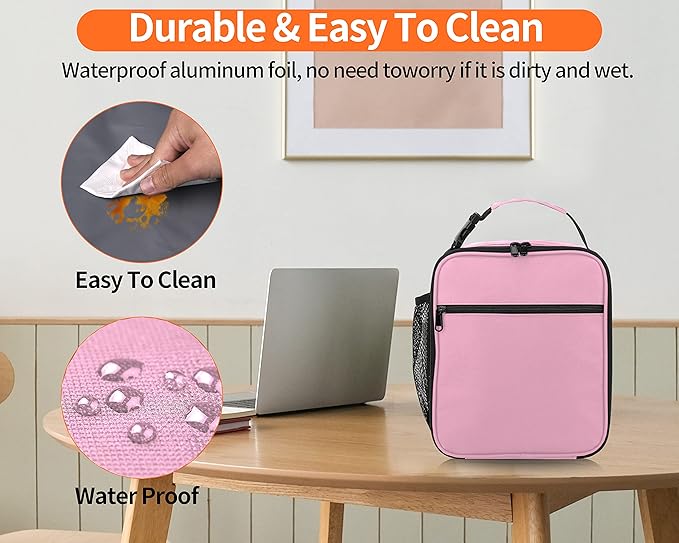 ZM-YOUTOO Lunch Box for Men - Reusable Lunch Bag Men Adult Women- Insulated Small LunchBox (Pink)