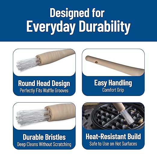 Carlisle FoodService Products 4011500 Round Waffle Iron Brush with High Heat Bristles, 1", Teflon (Pack of 12)
