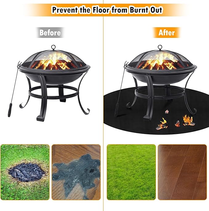 40" Round Fire Pit Mat Compatible with Solo Stove Bonfire,3-Layer Outdoor Under Grill Mat Patio Deck Protector BBQ Pad,Fire Proof Pads for Under Fire Pit,Charcoal Grills,Griddles and Smokers