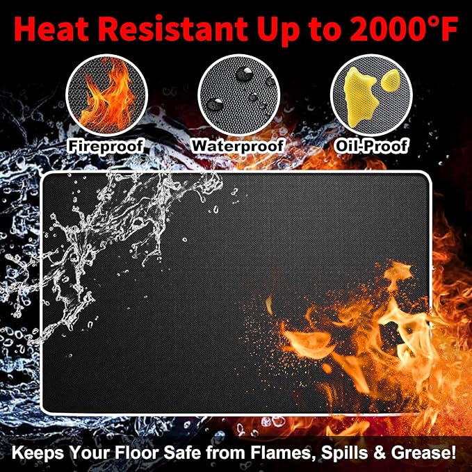 Under Grill Mat for Outdoor Grill – 71 x 40 Inch Fireproof Deck Protector, Heat Resistant & Waterproof BBQ Mat, Ideal Gift for Dad, Great for Gas, Charcoal Grill, Smoker, Fire Pit