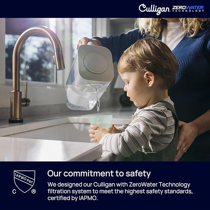 Culligan with ZeroWater Technology 40-Cup Glass Water Filter Dispenser – Includes 5-Stage Advanced Water Filter, Certified to Reduce Lead, Total PFAS (Forever Chemicals), Fluoride, and Chlorine
