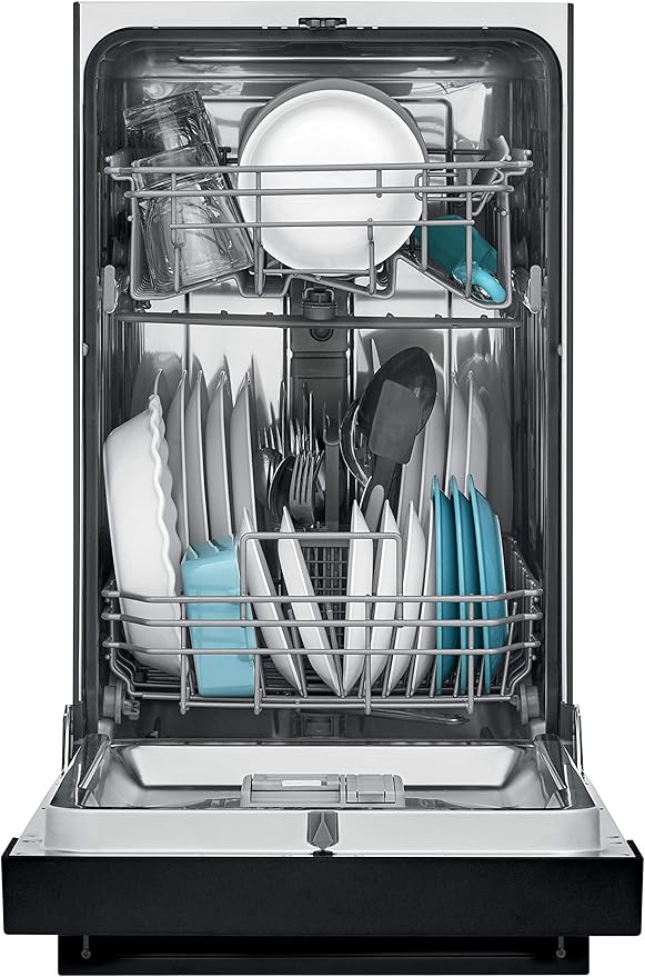 Frigidaire 18 in. ADA Compact Front Control Dishwasher in Black with Dual Spray Arms, 52 dBA, includes room-of-choice delivery