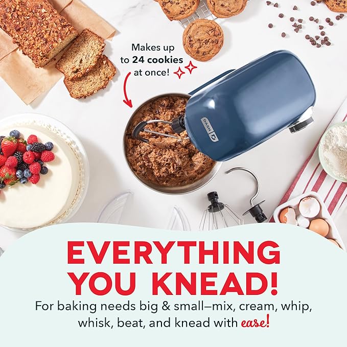 DASH Tilt-Head 3.5qt Stand Mixer 12 Speeds with Paddle, Dough Hook, and Whisk Attaachments - Navy