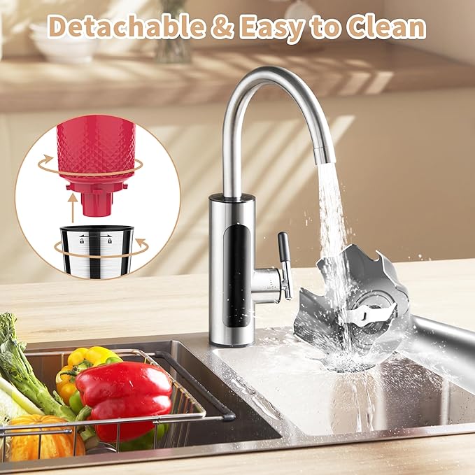 Toogel Cordless Immersion Blender, 4-in-1 Electric Hand Blender with 21-Speed & 3-Angle Adjust, USB Rechargeable, BPA-Free & Dishwasher Safe for Baby Food, Smoothies, Soup (Red)