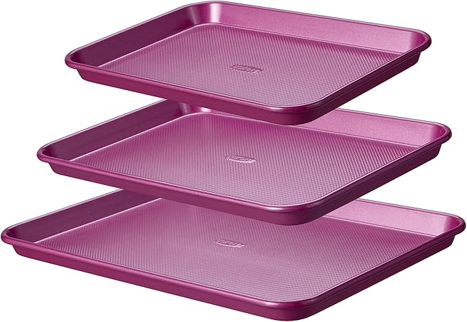 CAROTE 3-Piece Baking Pan Set - Bakeware Set, Baking Sheet Set Including 13 Inch 15 Inch 17 Inch Sheet Pan, Cookie Sheet for Baking, Royal Violet