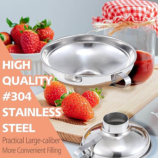 Anaeat Stainless Steel Canning Funnel with Handle for Wide and Regular Jars & Canning Jars, Wide-Mouth Funnels Excellent for Transferring Liquid and Dry Ingredients, Large Solids, Oil, Beans & Jams