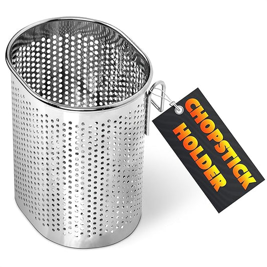 Chopstick Dishwasher Basket 3.5x2.7x3.9" – Stainless Steel Chopstick Holder for Dishwasher with Hooks, Oval Design Rust-Resistant Perforated Utensil Caddy for Straws, Teaspoons & Small Kitchen Tools