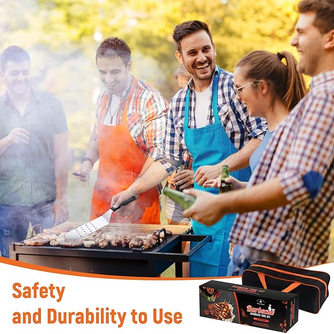 Griddle Accessries Kit, 12Pcs Stainless Steel Metal Spatula Set, Grill BBQ Spatula Utensils Set with Storage Bag, Professional Grill Spatula Set for Men Women Outdoor BBQ & Camping
