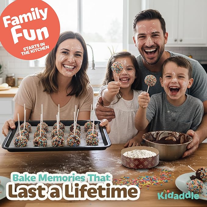 Kidaddle DIY Cake Pop Kit for Kids – Chocolate Drizzle | Kid Baking Kit with Premeasured Ingredients, Decorating Supplies | Made in USA | Certified Kosher | Christmas Kids Gift for Girls & Boys