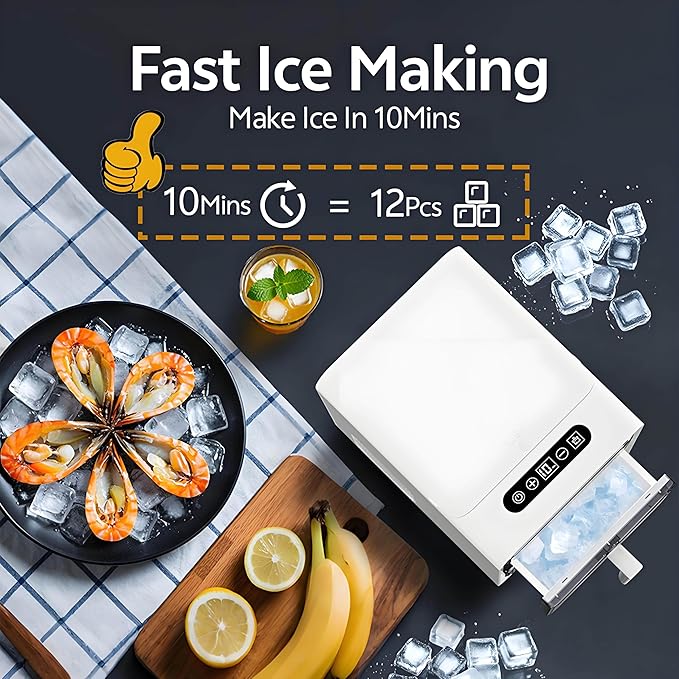 Clear Ice Maker, Makes Fresh Ice Cubes, Chilled Drinks, Makes 12 Ice Cubes in 10 Mins, Suitable for Making Hollow, Half-Hollow and Solid Ice Cubes, Summer Essential!
