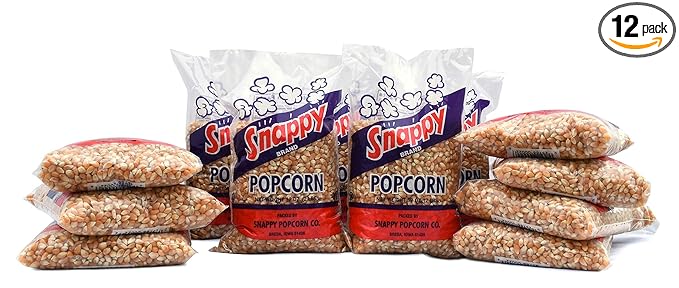 Snappy Yellow Popcorn Kernels for Popping with Popcorn Machine, Air Popper or Stove Top, 2 lb Bags, 12 Pack